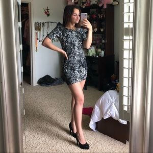 black and white mini dress